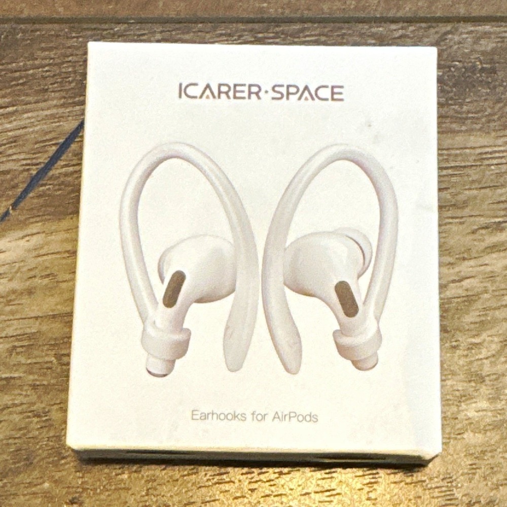 ICARER-SPACE White Ear Hooks for Apple AirPods, Anti-Sweat Portable